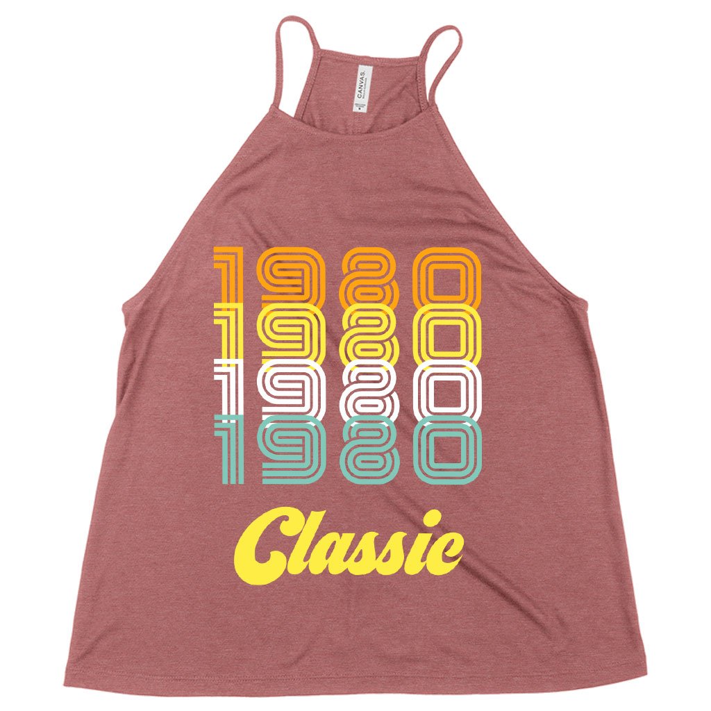 Women's Flowy High Neck Tank Top - 1980 Tank - 80s Tank