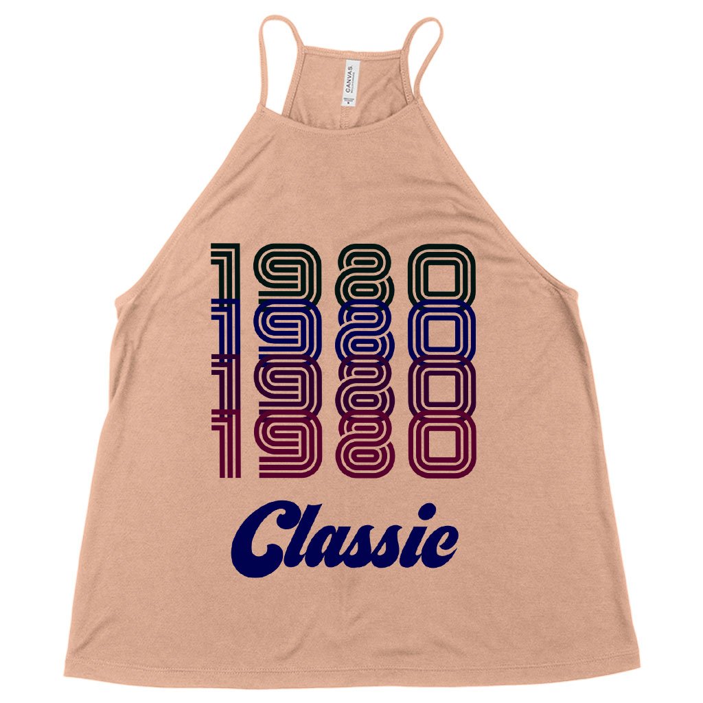 Women's Flowy High Neck Tank Top - 1980 Tank - 80s Tank