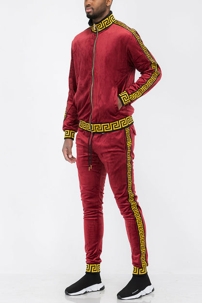 Men's Velour Tracksuit  Sweatsuit 2 Piece Set