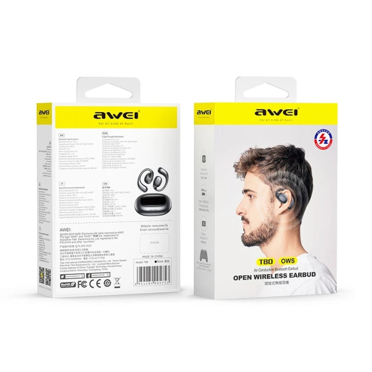 awei T80 Air Conduction Sport TWS Bluetooth Earbuds(Black)