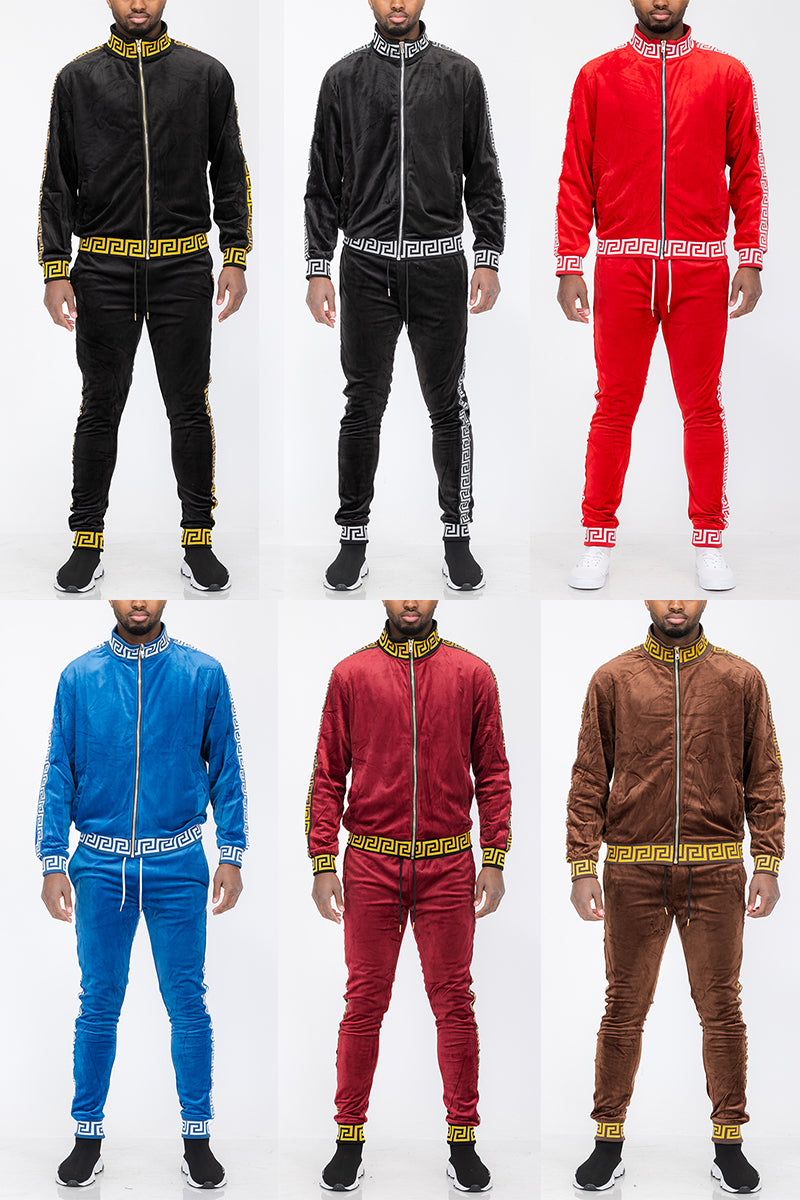 Men's Velour Tracksuit  Sweatsuit 2 Piece Set