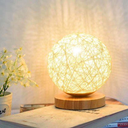 Decorative Moon Lamp - Wooden Base - USB Charger