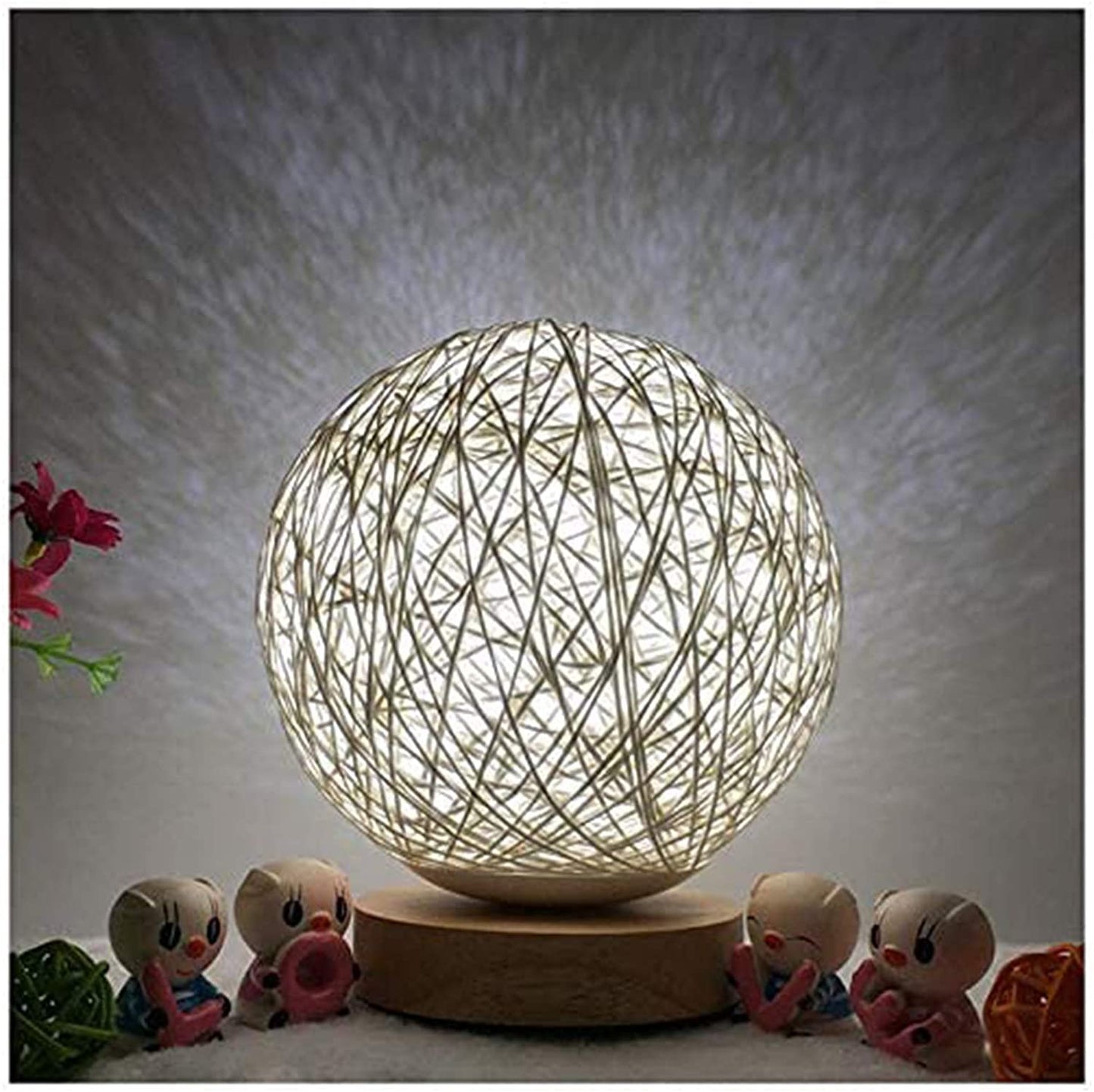 Decorative Moon Lamp - Wooden Base - USB Charger